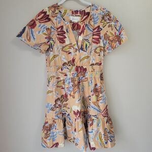 Anthropologie The Somerset Floral Mini-Dress Size Medium Peach